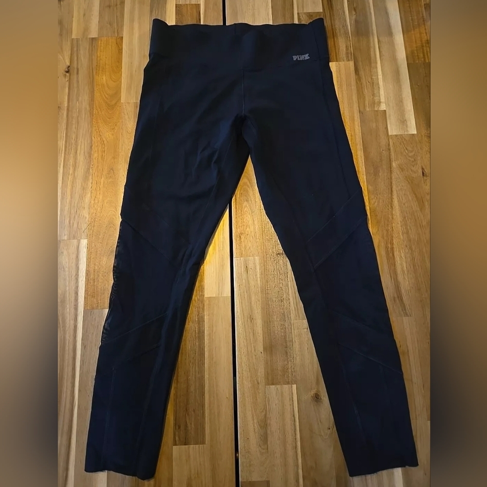 Victoria's Secret Pink Ultimate Black Leggings With Mesh Cutout